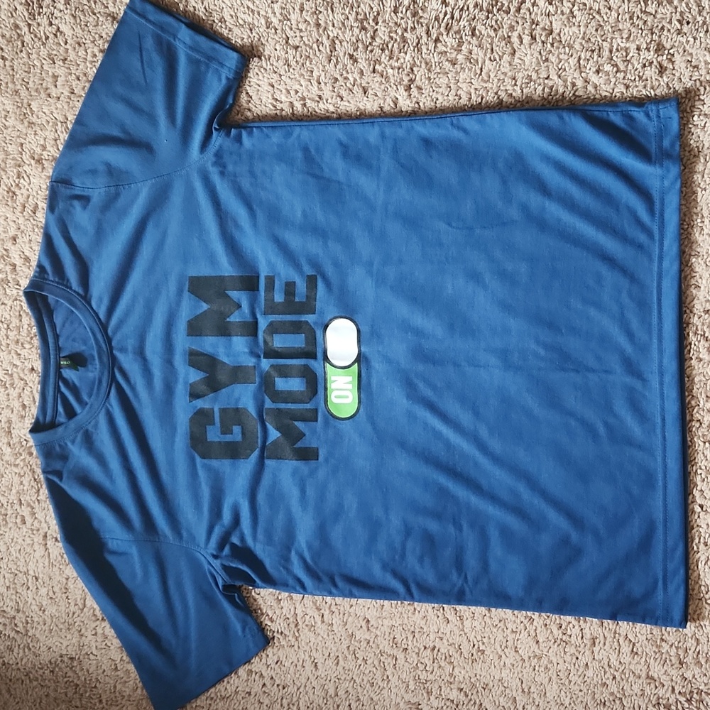 Blue Gym Mode On Men's Tee - Picture 1 of 7